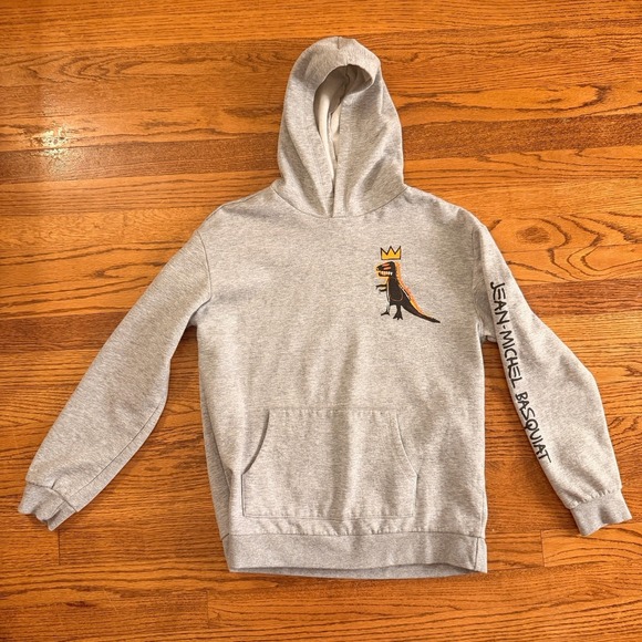 Basquiat Other - Youth Unisex JEAN-MICHEL BASQUIAT Grey T-Rex Dinosaur Hoodie Size XL (16)
